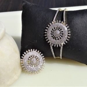 Boho Crystal RING BRACELET set